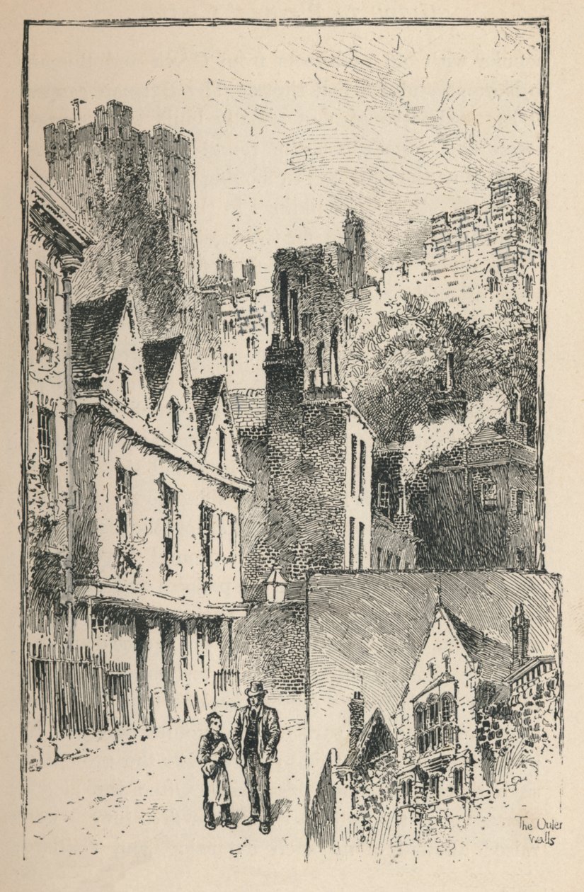 Slottet fra Thames Street. Lidt af ydermurene, 1895 af Unbekannt