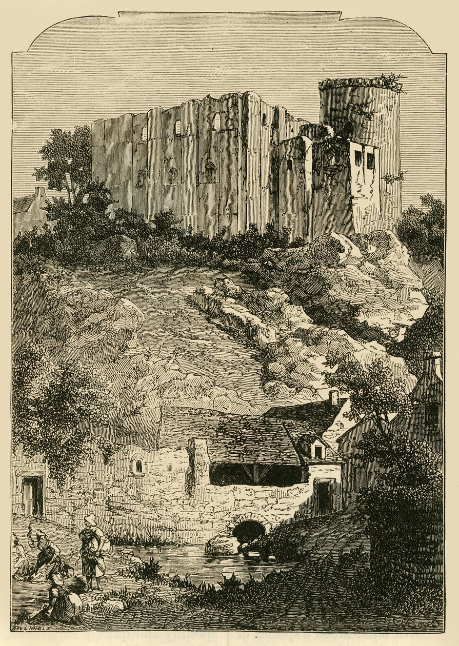 Falaise-slottet og Arlette-fontænen, 1890. af Unbekannt