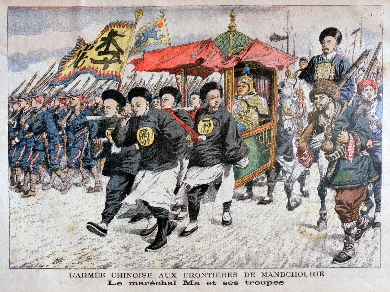 Den kinesiske hær ledet af marskal Ma på den manchuriske grænse, russisk-japanske krig, 1904 af Unbekannt