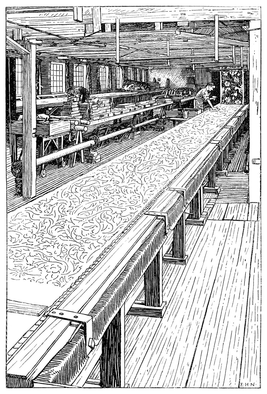 The Chintz Printing Room, Merton Abbey Mills, London, 1899 af Unbekannt