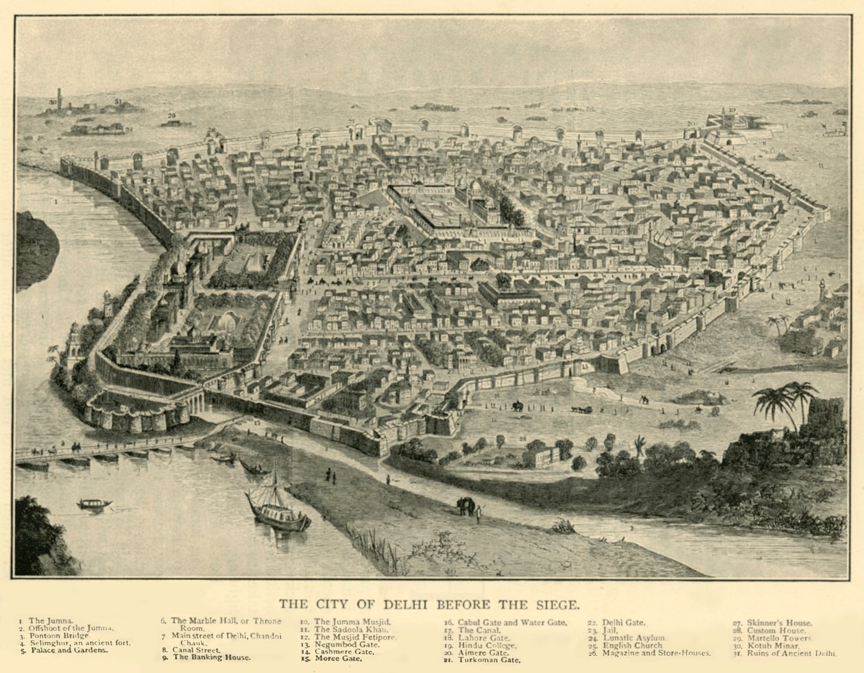 Byen Delhi før belejringen, 1901. af Unbekannt