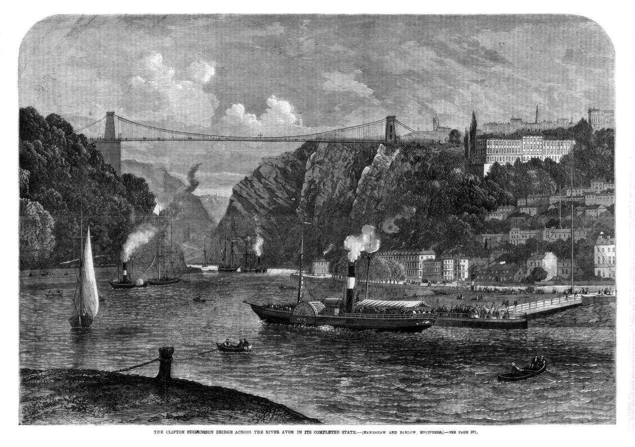 Clifton hængebroen over floden Avon, 1864 af Unbekannt