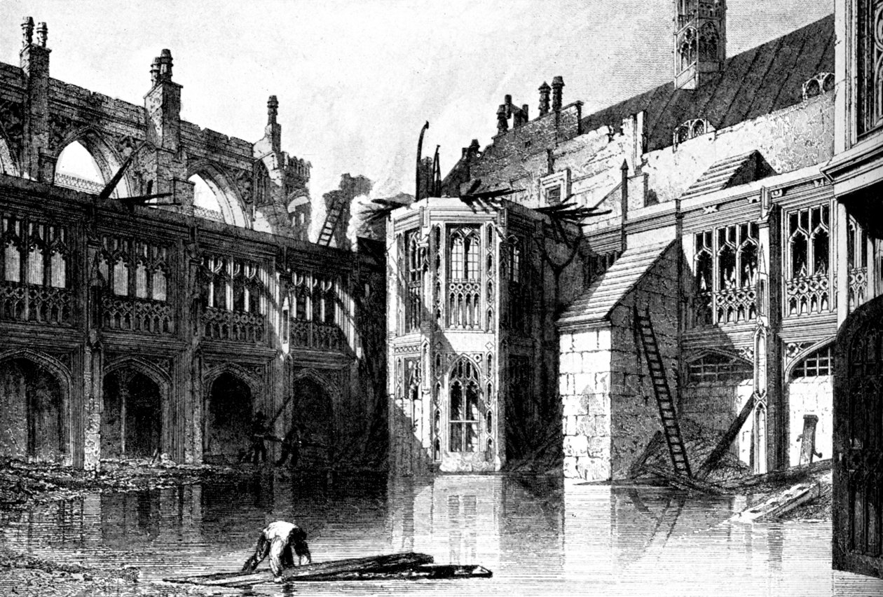 The Cloister Court, St Stephens Chapel, Palace of Westminster, 1834 c1905 af Unbekannt