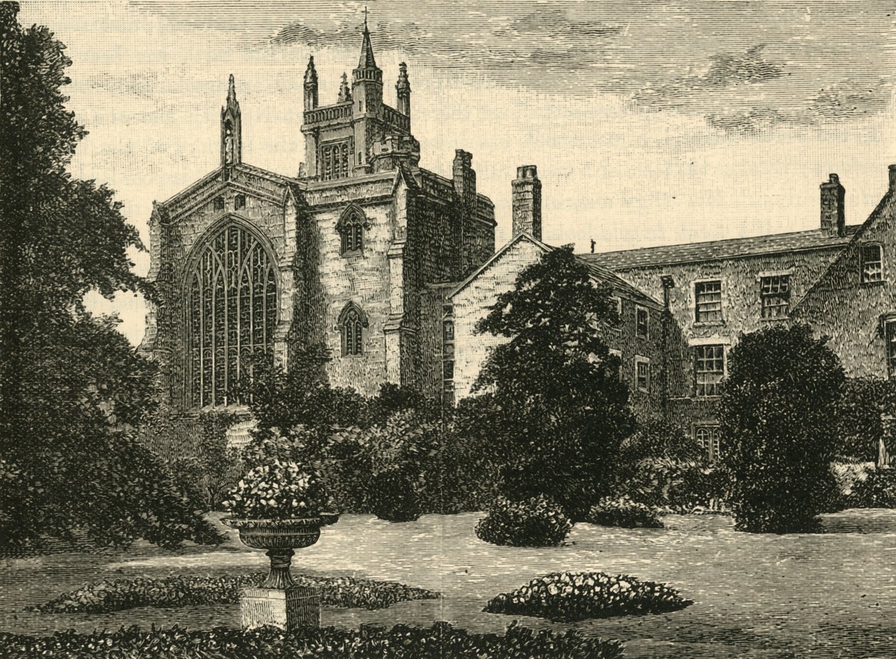 College Chapel, fra Wardens Gardens, 1898. af Unbekannt
