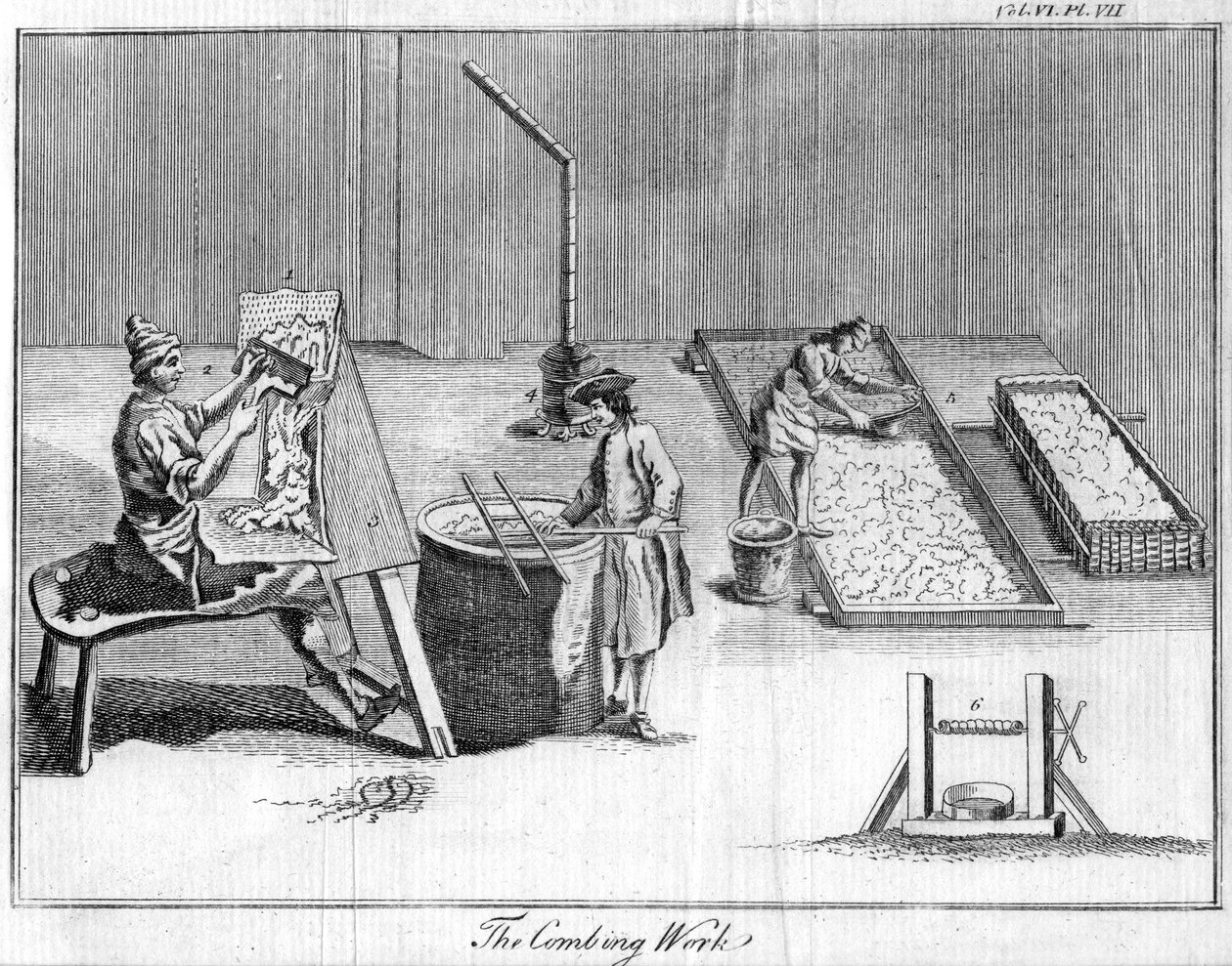 The Combing Work, c1750 af Unbekannt