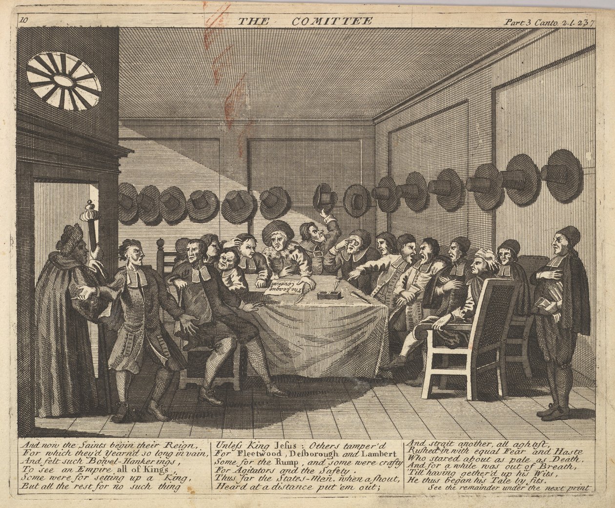 Udvalgets tavle 10: Illustrationer til Samuel Butlers Hudibras, 1725-30. af Unbekannt