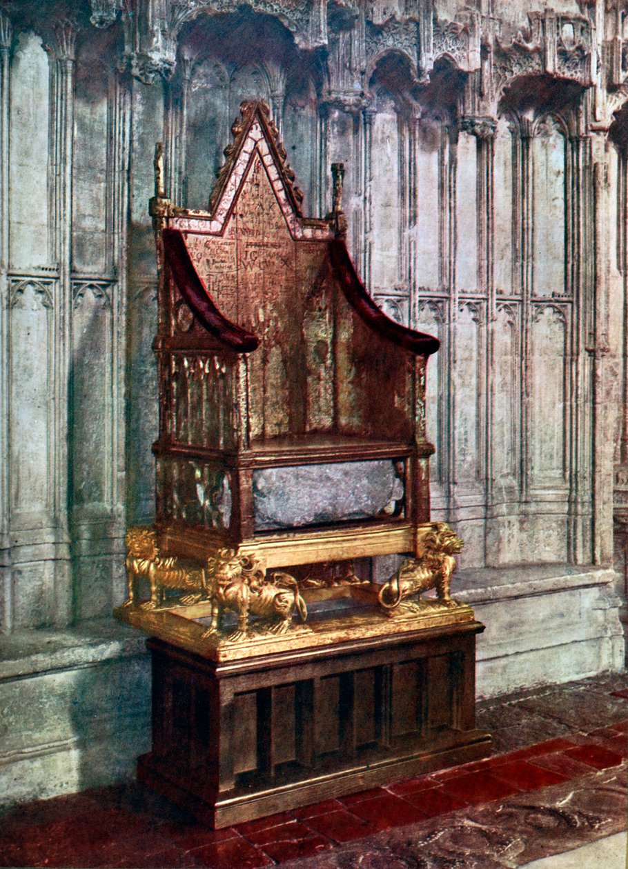Kroningsstolen, med Stone of Scone, Westminster Abbey, London, 1937 af Unbekannt