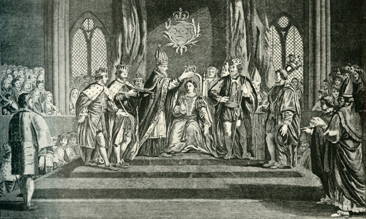Kroningen af Anne Boleyn med kronen af St. Edward, 1902. af Unbekannt