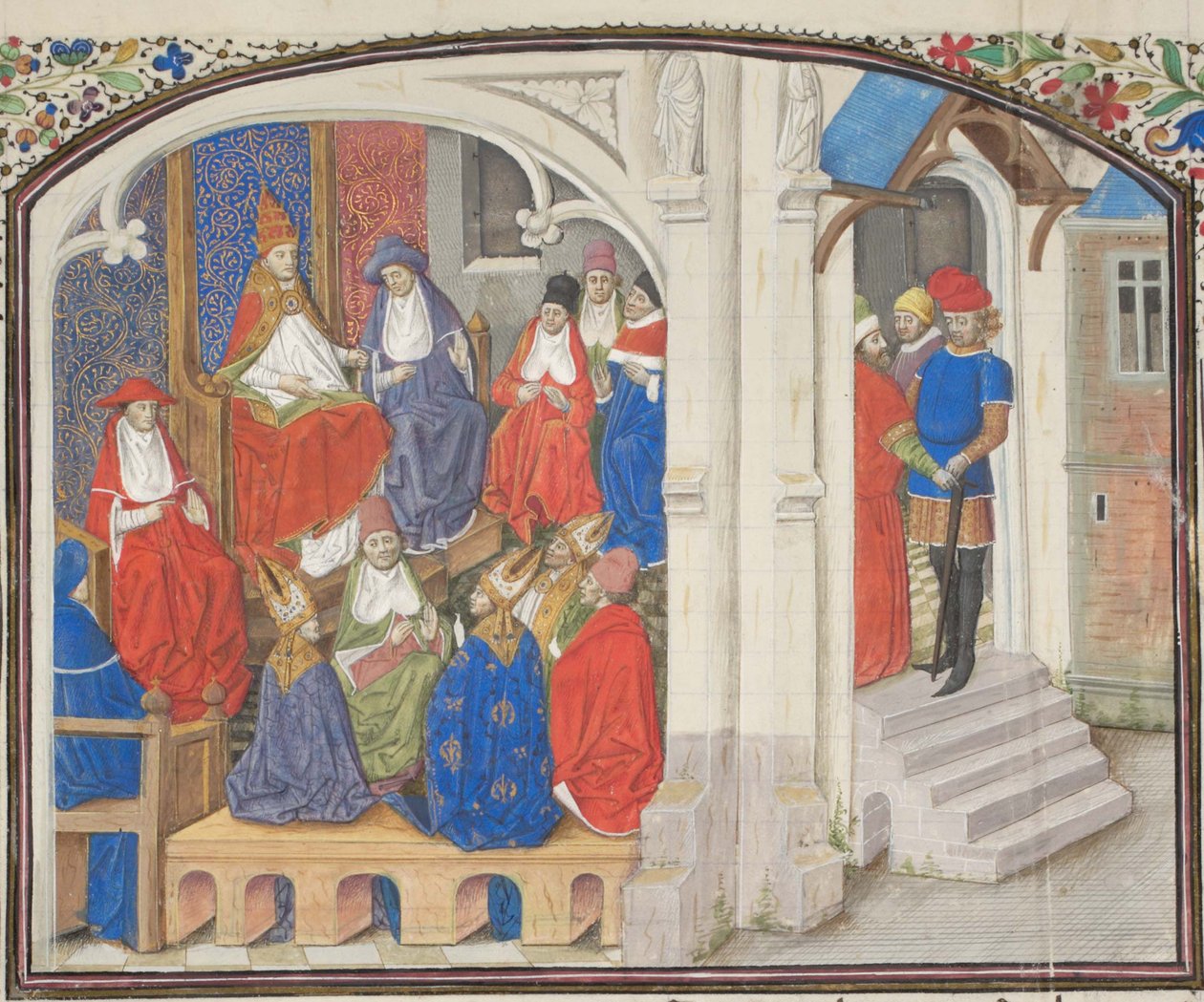 Rådet i Clermont i 1095. Miniature fra Historia af Vilhelm af Tyrus, 1460