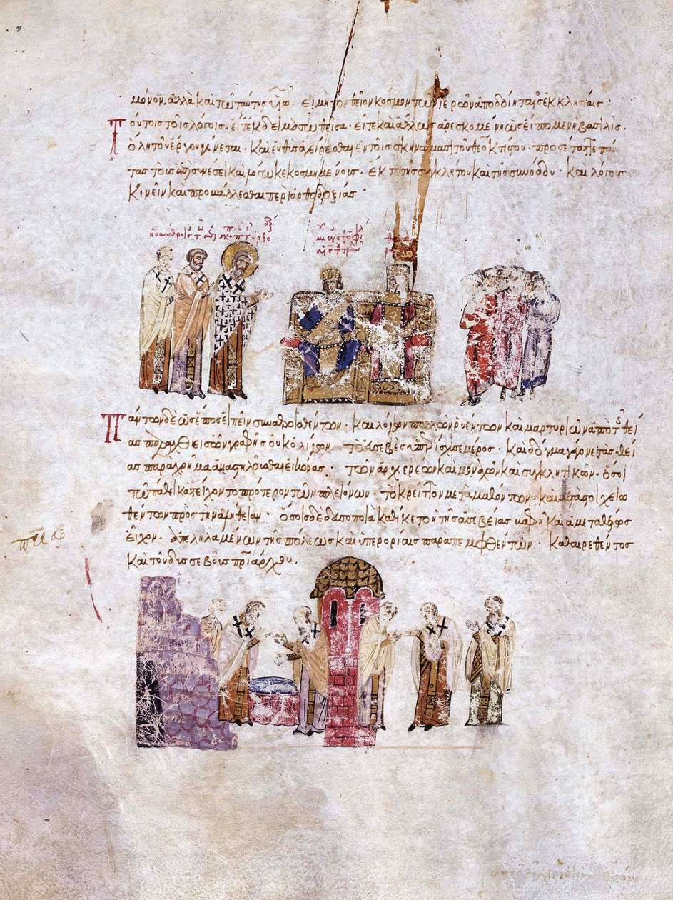 Konstantinopels råd Triumf af ortodoksi i 843 Miniature fra Madrid Skylitzes, af Unbekannt