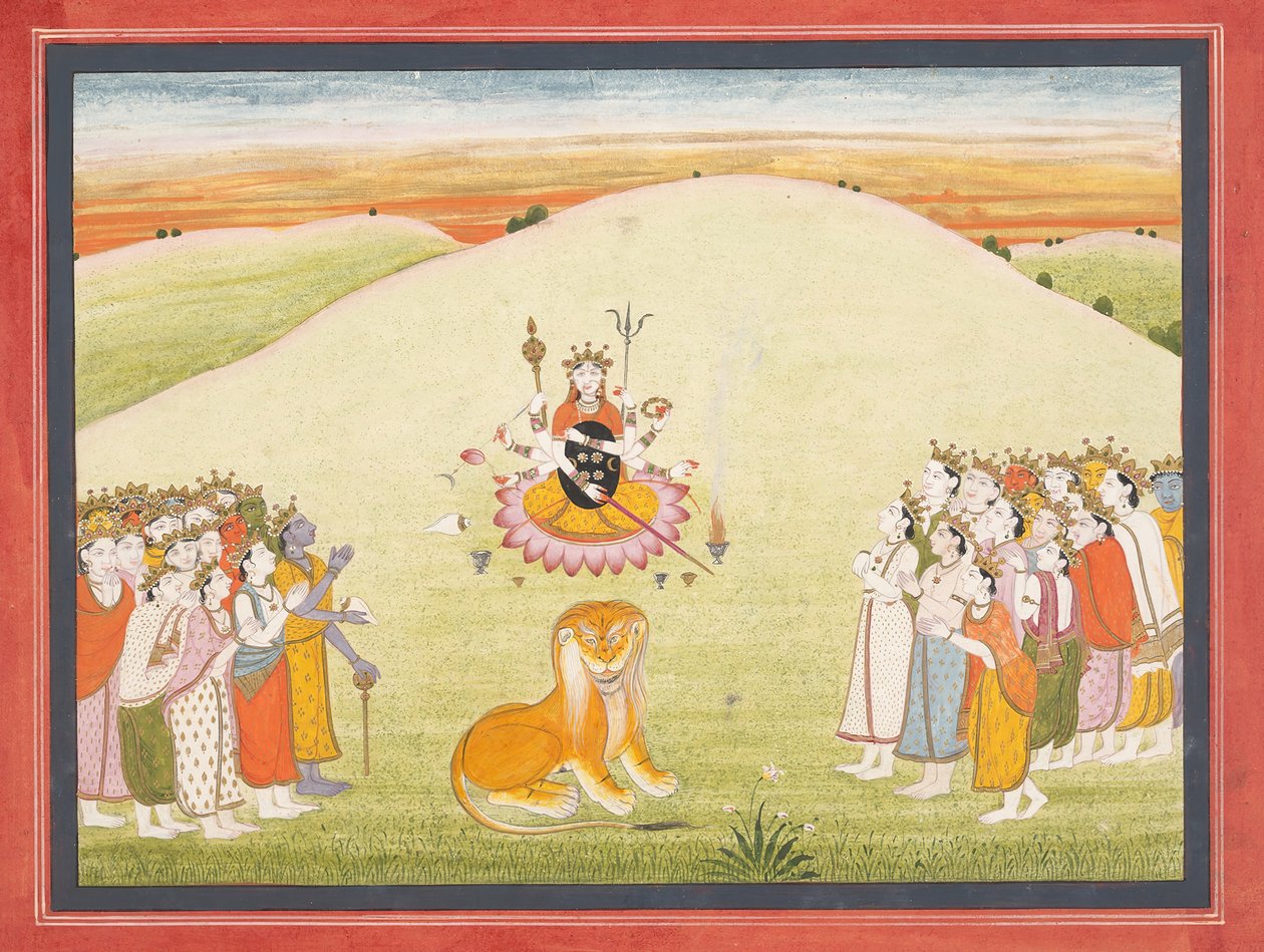 The Creation of Durga: Side fra en spredt Markandeya Purana..., ca. 1810-20. af Unbekannt