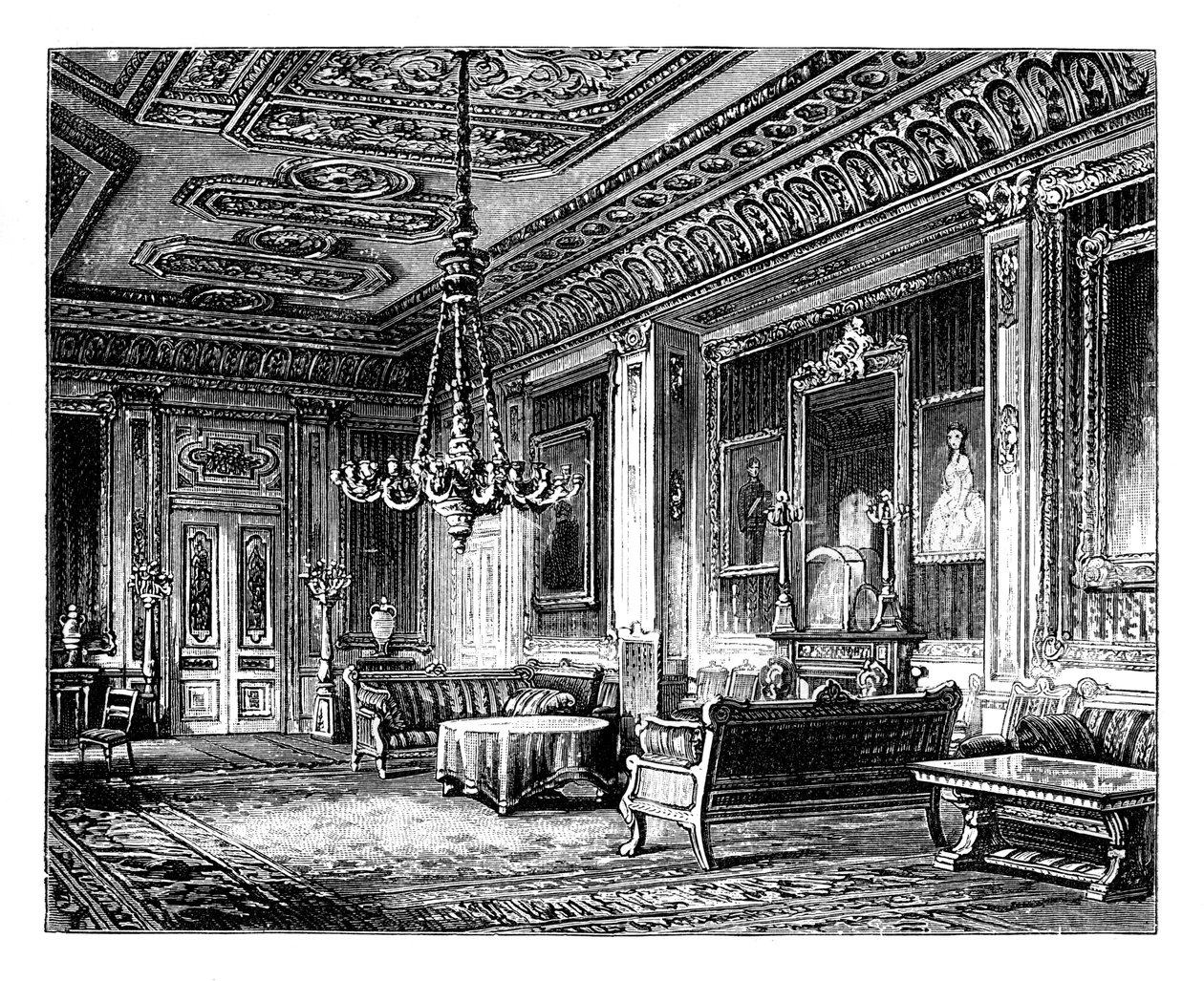 The Crimson Drawing-room, Windsor Castle, c1888 af Unbekannt