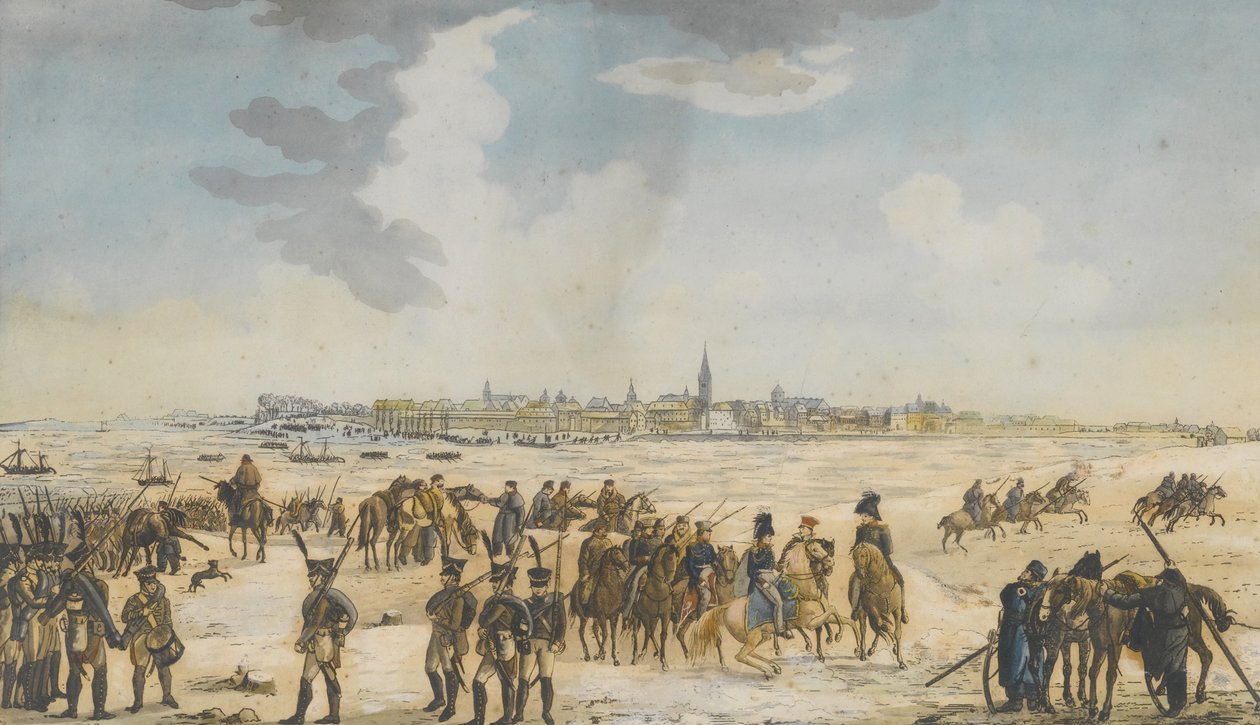 Den russiske hærs krydsning af Rhinen nær Düsseldorf, 13. januar 1814, 1814 af Unbekannt