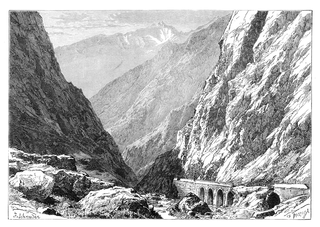 The Darial Defile på den russiske Georgia-grænse, 1895 af Unbekannt