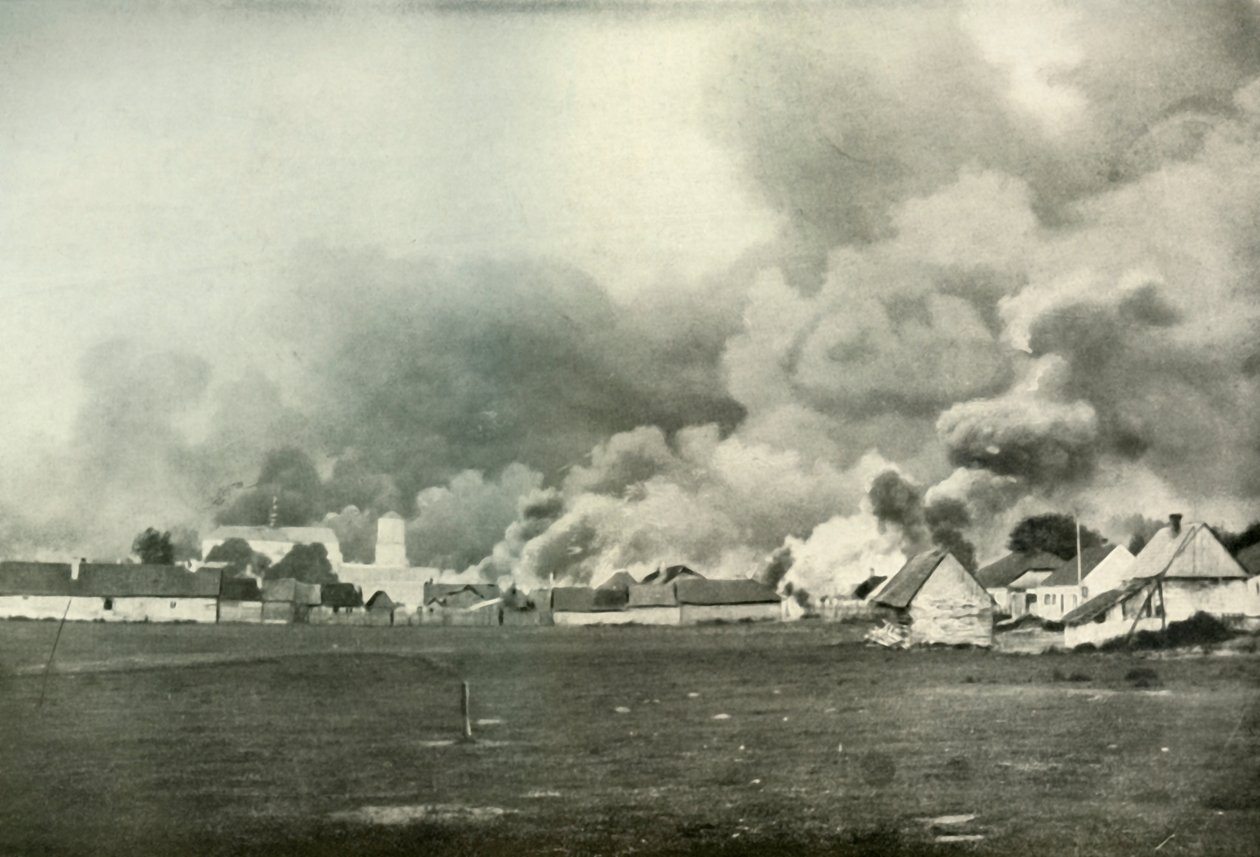 Ødelæggelsen af en polsk landsby, 1919. af Unbekannt