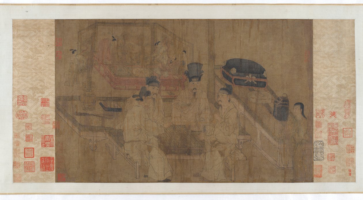 The Double Screen: Emperor Li Jing Watching his Brothers Play Weiqi, 1300-tallet. af Unbekannt