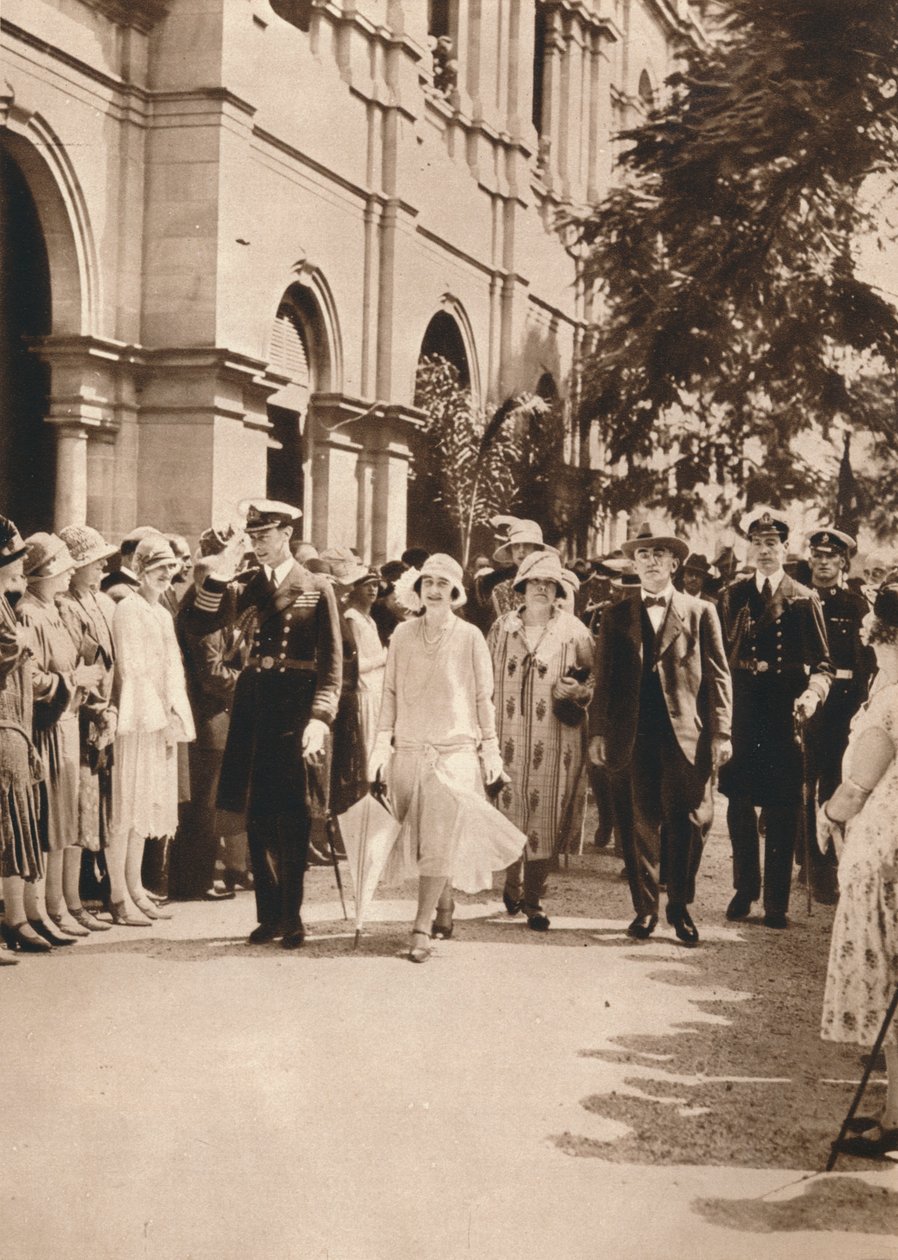 Hertugen og hertuginden af York og dronning Elizabeth forlader en reception i Brisbane, 1927 af Unbekannt