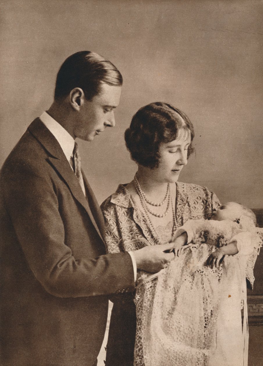 Hertugen og hertuginden af York ved dåb af prinsesse Elizabeth, 1926 af Unbekannt