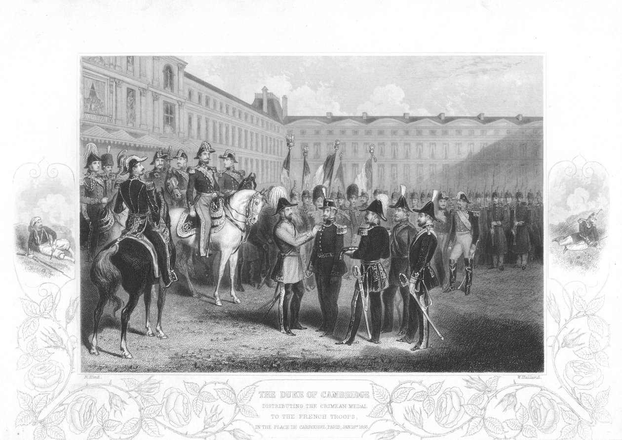 Hertugen af Cambridge overrækker Krim-medaljen til franske soldater, 1856 af Unbekannt