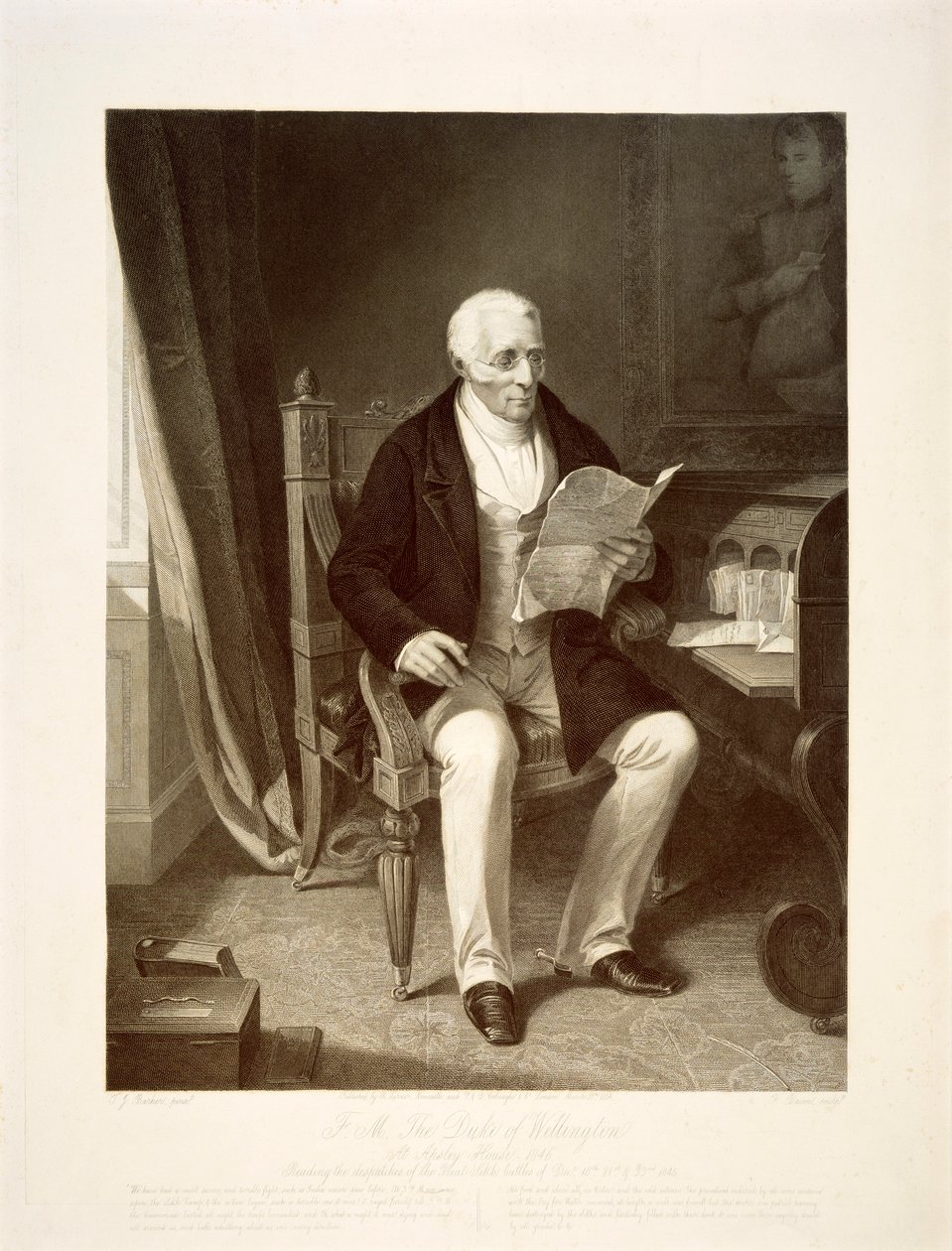 Hertugen af Wellington læser forsendelser i hans hjem i Apsley House, London, 1846 af Unbekannt