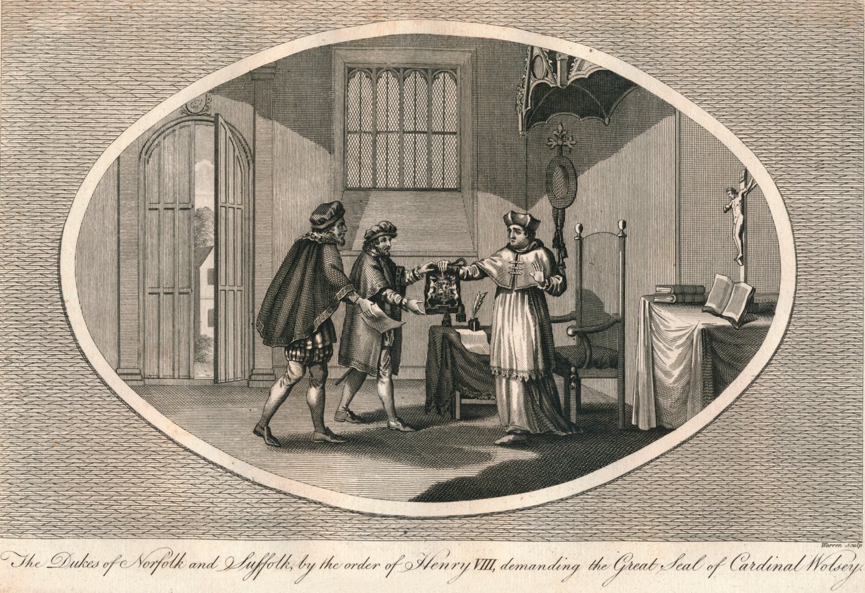 Hertugerne af Norfolk og Suffolk kræver det store segl af kardinal Wolsey, 1529 1793 af Unbekannt
