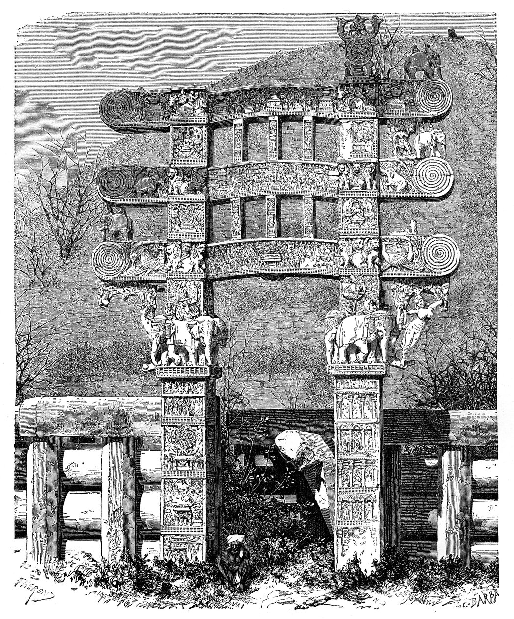 The East Gate of the Sanchi Tope, Indien, 1895 af Unbekannt