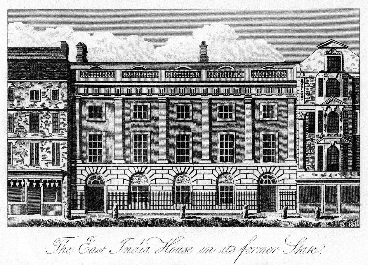 East India House i dets tidligere stat, London, begyndelsen af det 19. århundrede af Unbekannt