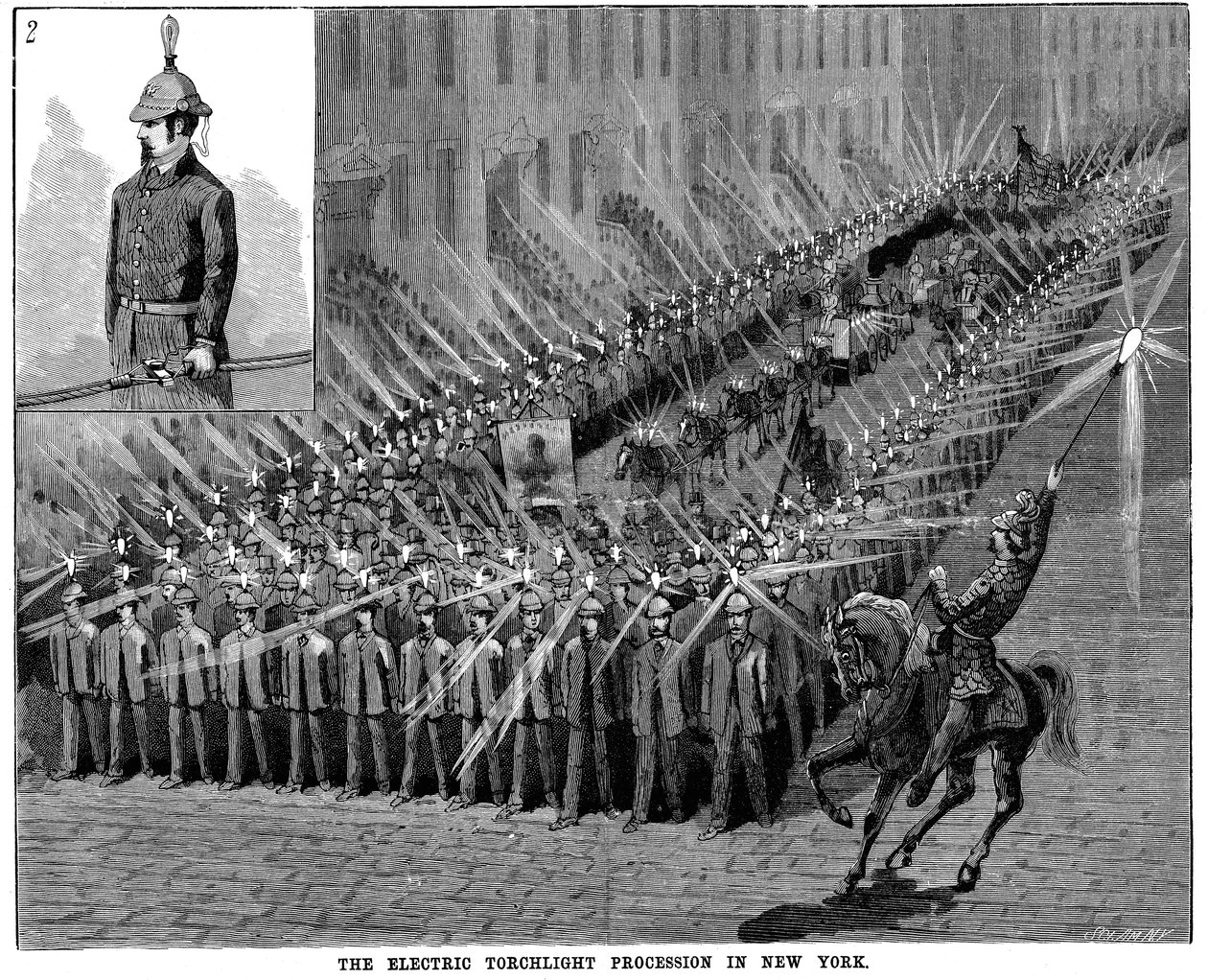 The Electric Torchlight Procession i New York, USA, 1884 af Unbekannt