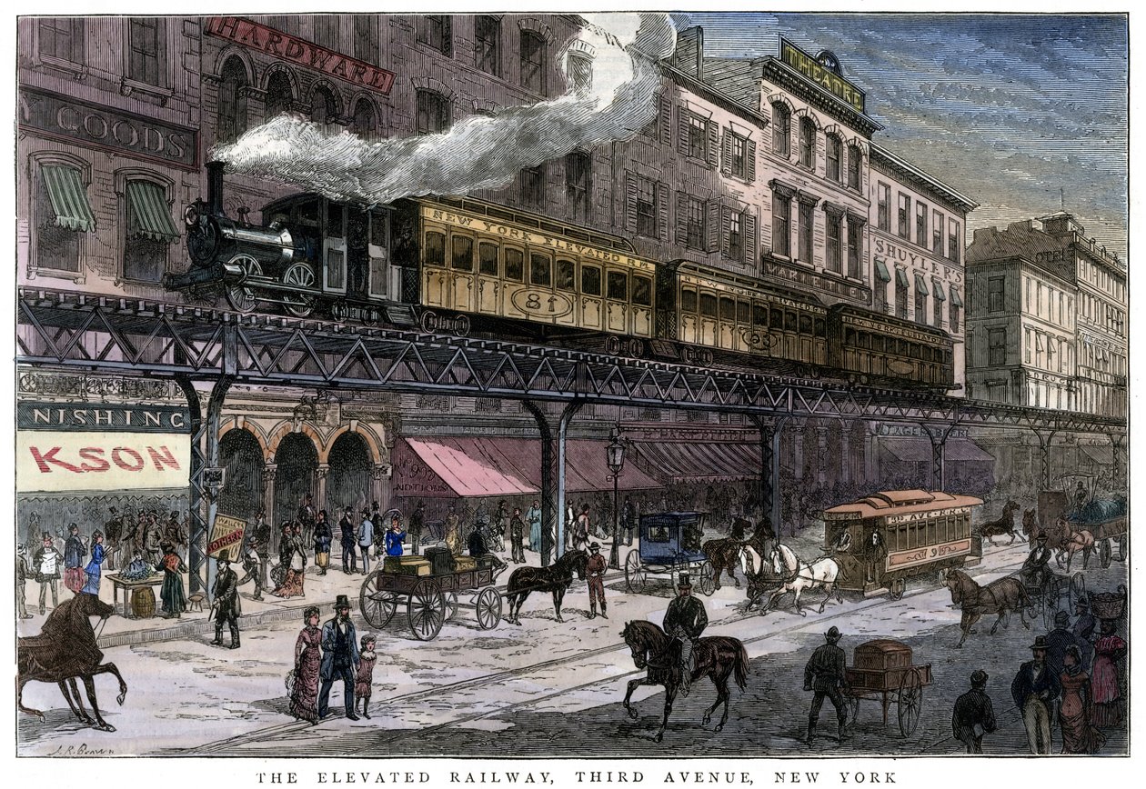 The Elevated Railway, Third Avenue, New York, 1879 af Unbekannt