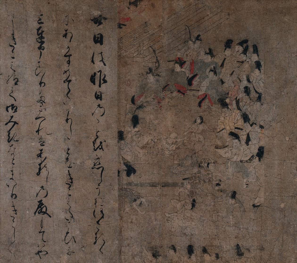 Kejsernes deltagelse i hestevæddeløbet: Episode fra fortællingen om Eiga Eiga Monogatari, ca. 1200 af Unbekannt