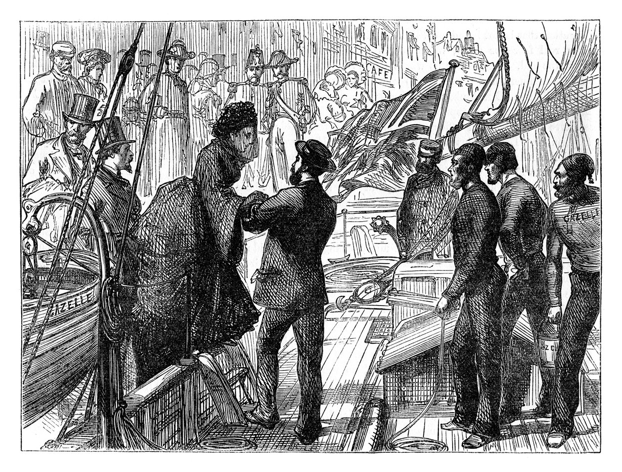 Den franske kejserinde på vej ind i Gazellen, 1870 slutningen af det 19. århundrede af Unbekannt