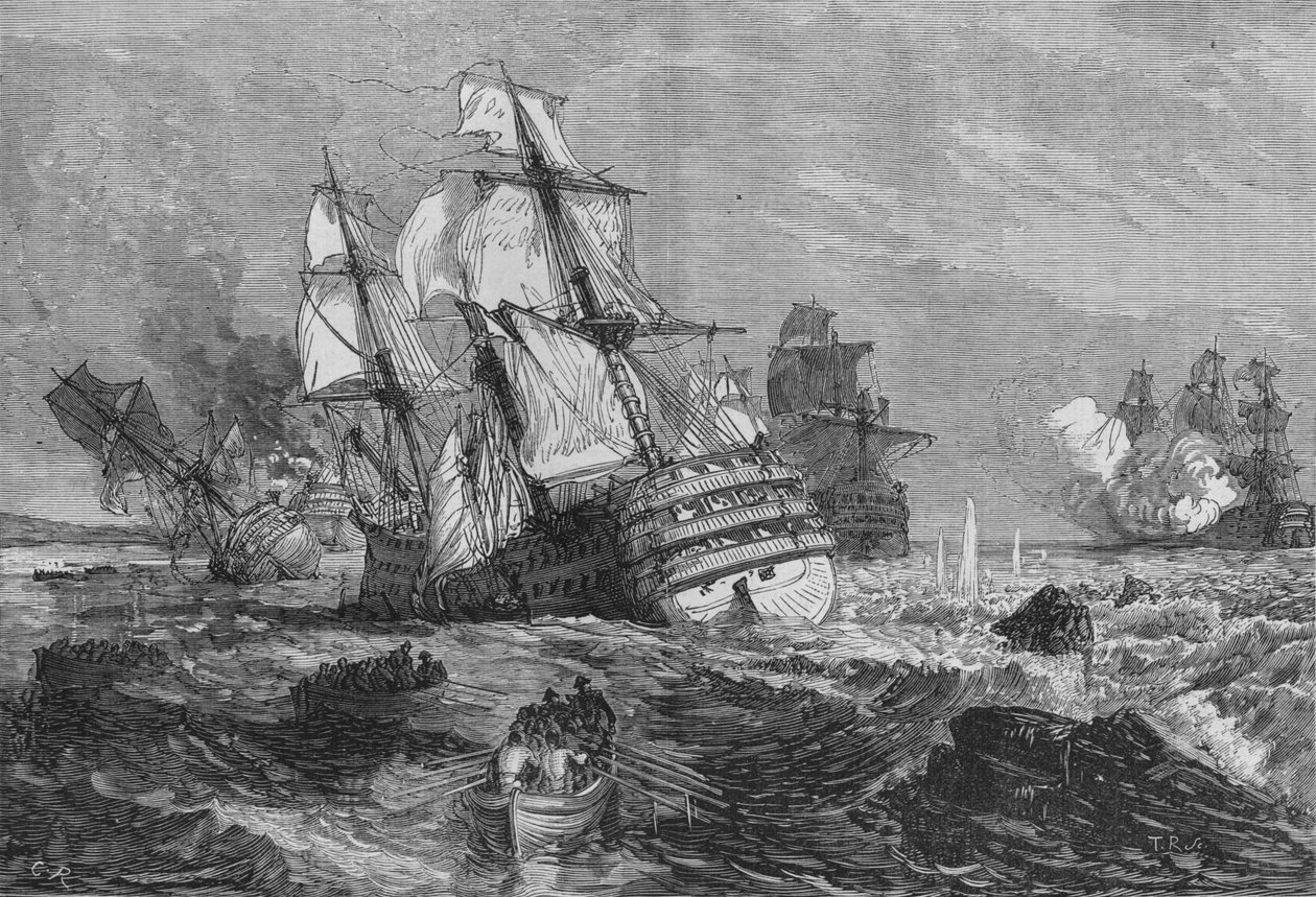 Fjendernes fartøjer strandede ud for Point of Grao, c1880 af Unbekannt