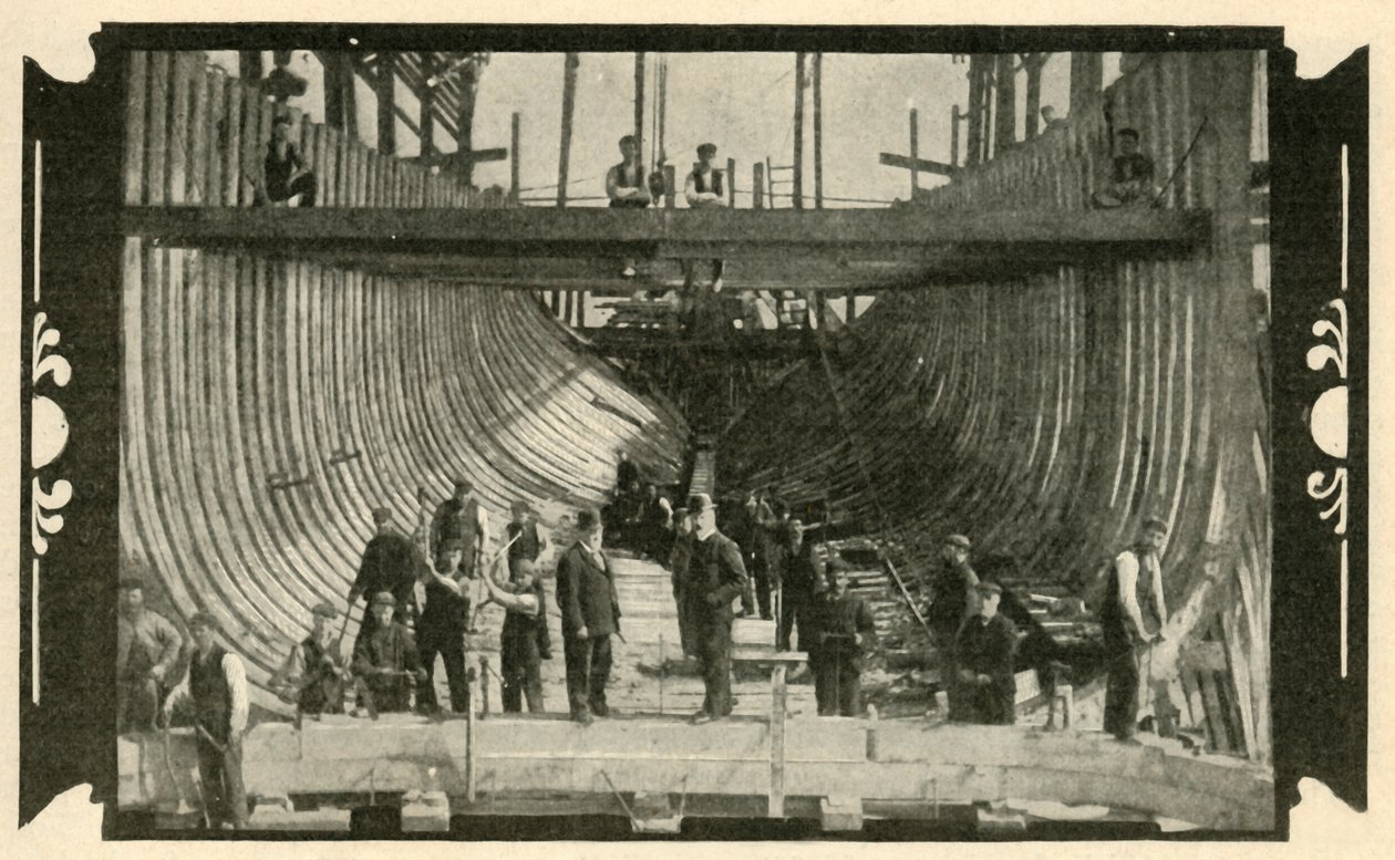 Det engelske fartøj, Discovery, On The Stocks, 1901. af Unbekannt
