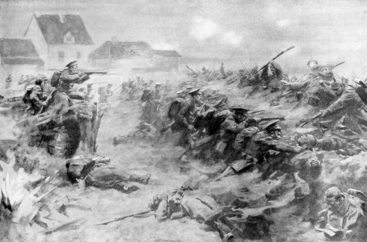 Englænderne driver tyskerne tilbage ved Ypres-fronten, Belgien, 11. november 1914, 1926 af Unbekannt