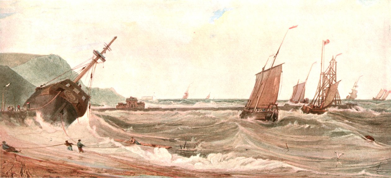 Indgangen til Boulogne Havn, c1900. af Unbekannt