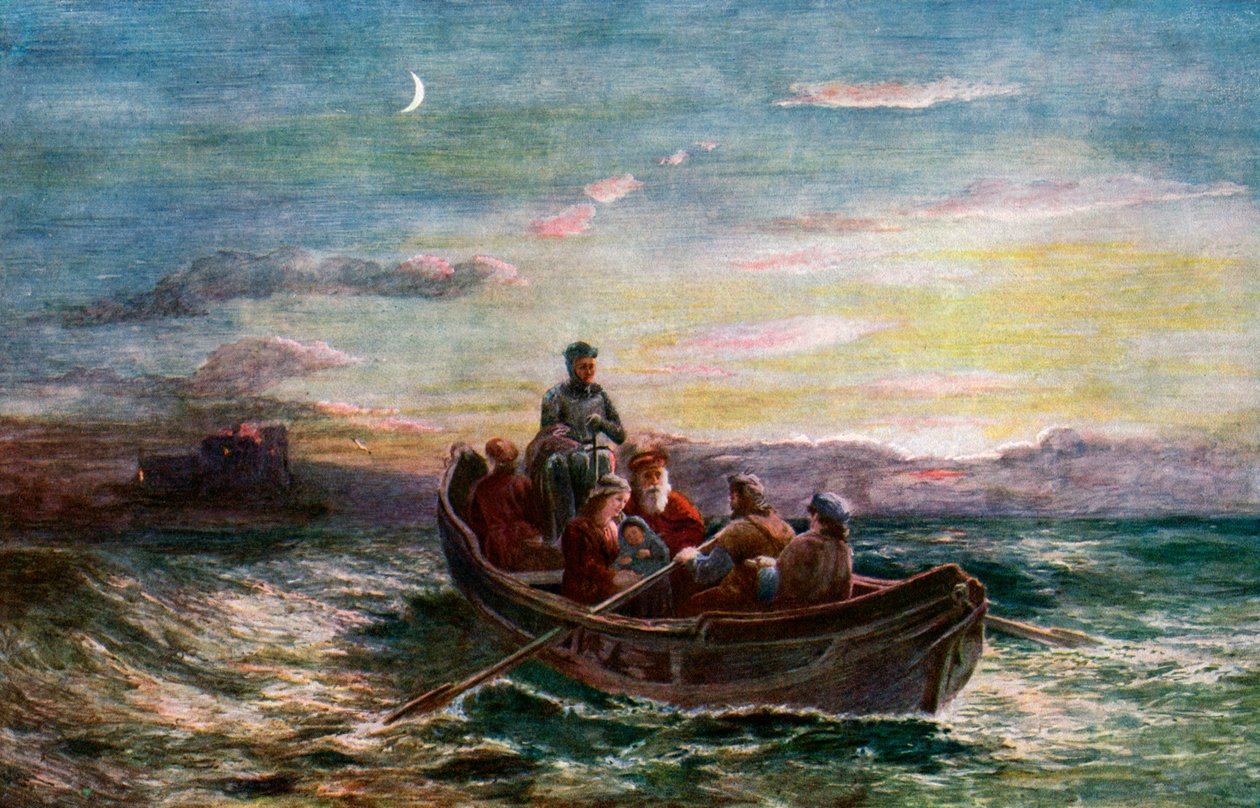 The Escape of Mary Queen of Scots fra Loch Leven Castle, 19. århundrede, c1920 af Unbekannt