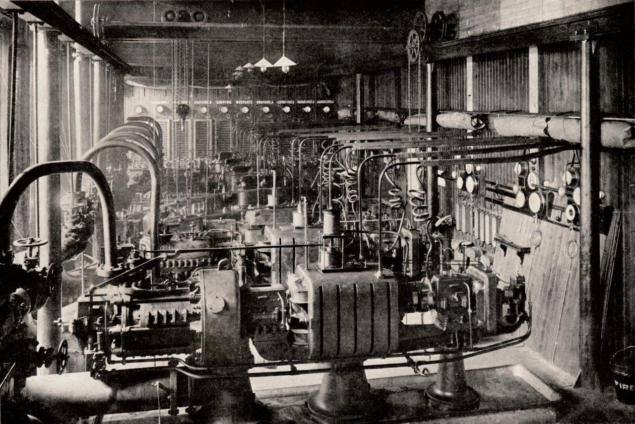 Den første Parsons turbo-elektriske generatorstation, c1916 af Unbekannt