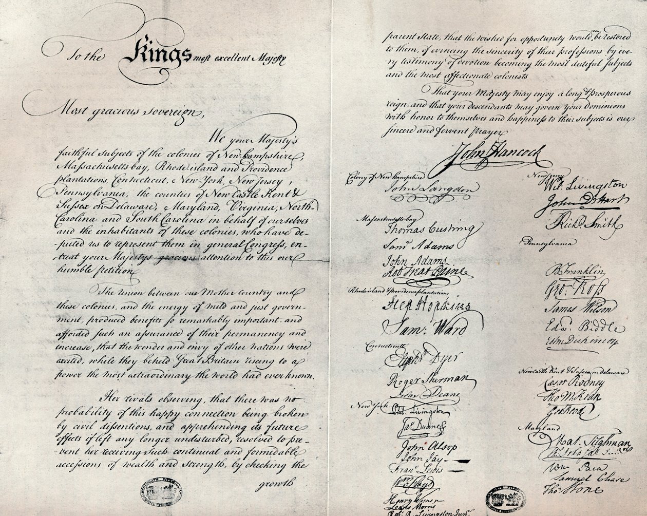Fitzwilliam kopi af Olive Branch Petition, 1775 af Unbekannt