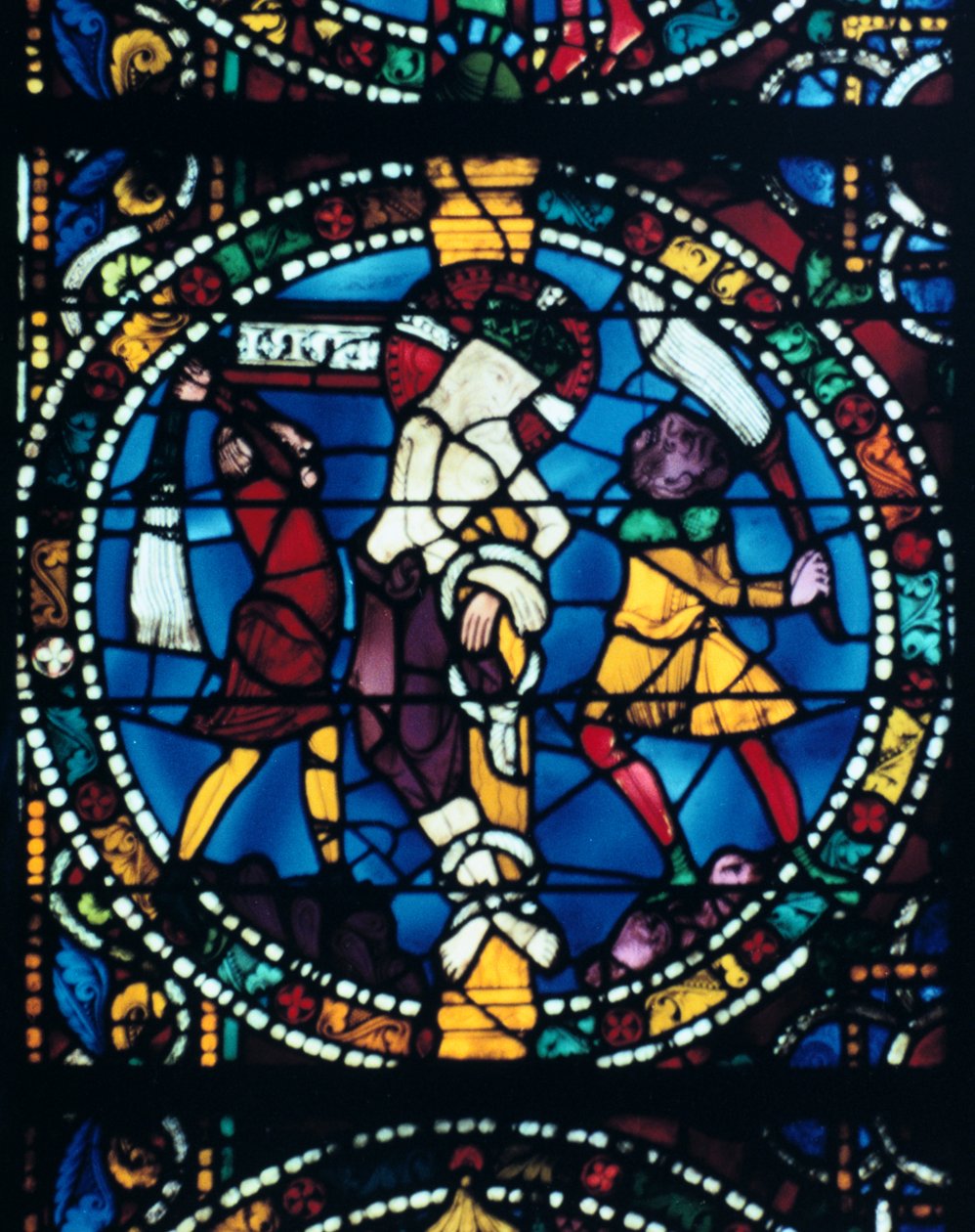 The Flagellation, farvet glas, Chartres Cathedral, Frankrig, 1194-1260 af Unbekannt