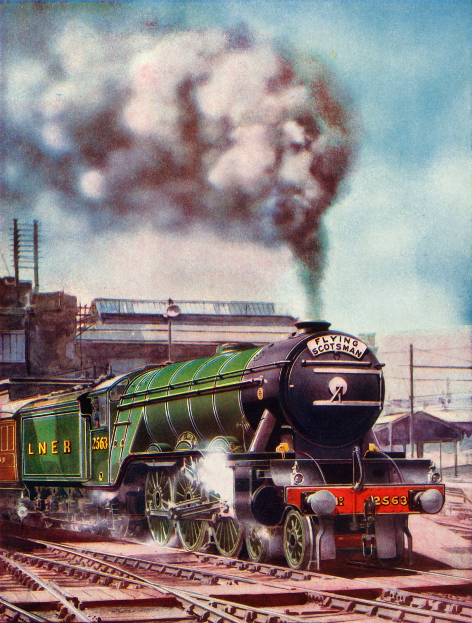 The Flying Scotsman forlader Kings Cross Station, trukket af nr. 2563, 1935-36. af Unbekannt