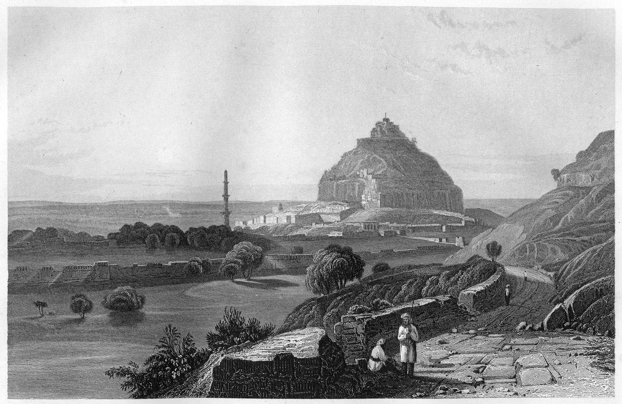 Dowlatabad-fæstningen i Deccan-plateauet, Indien, c1860 af Unbekannt