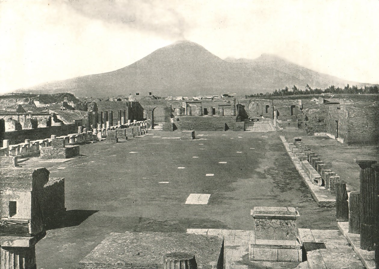 Forum i Pompeji og Vesuv, Italien, 1895. af Unbekannt