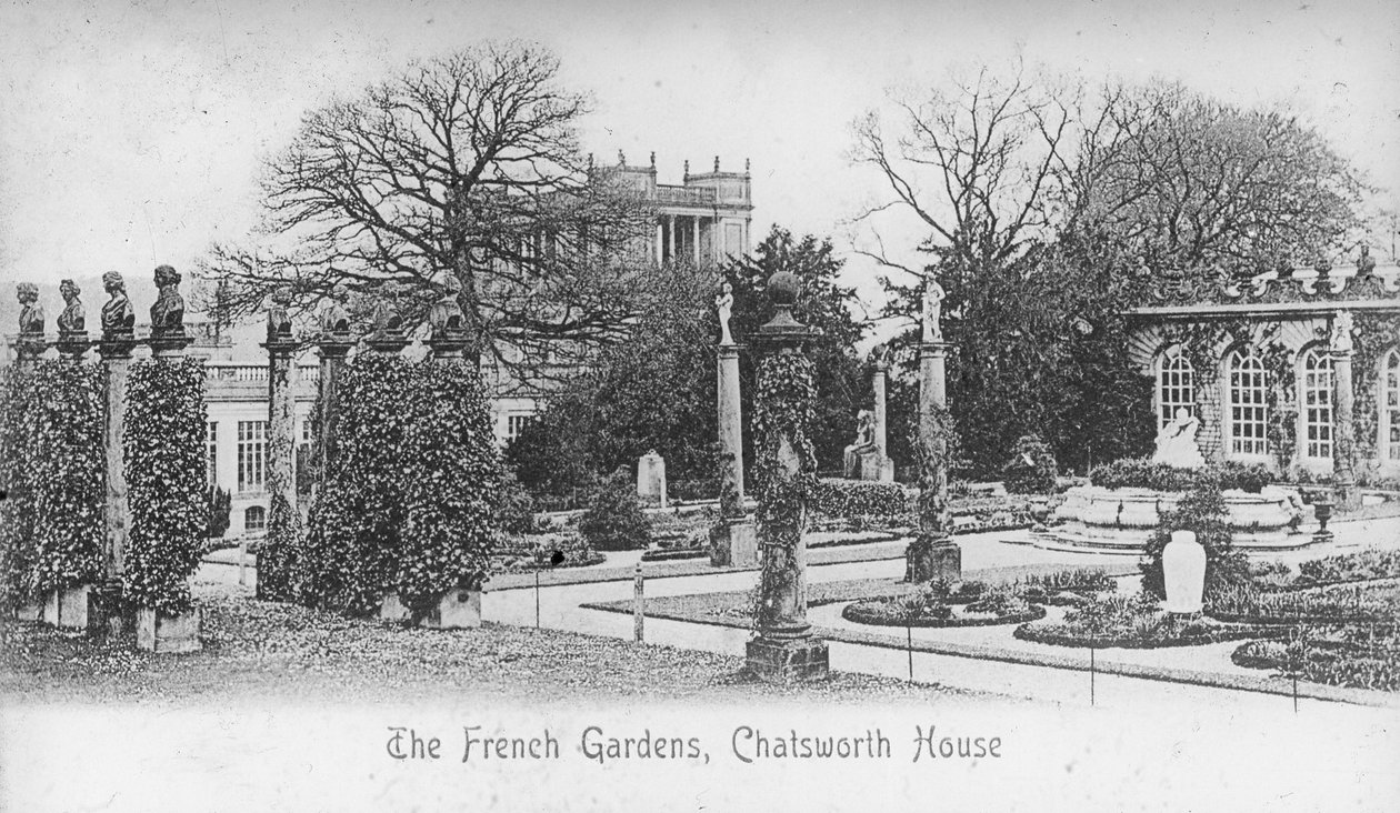 The French Gardens, Chatsworth House, Derbyshire, slutningen af det 19. eller begyndelsen af det 20. århundrede af Unbekannt