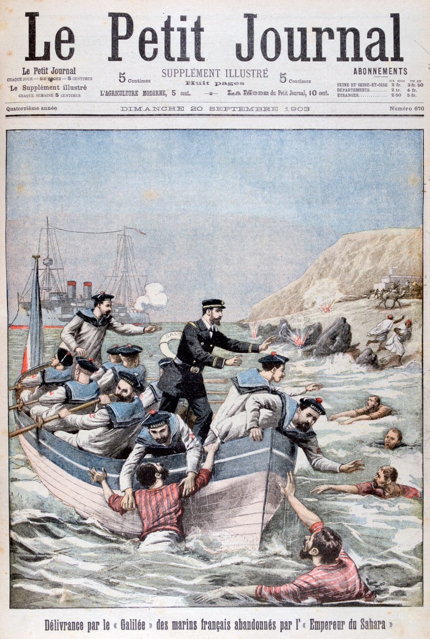 Den franske Linois Class-krydser Galilee redder franske sømænd, 1903 af Unbekannt