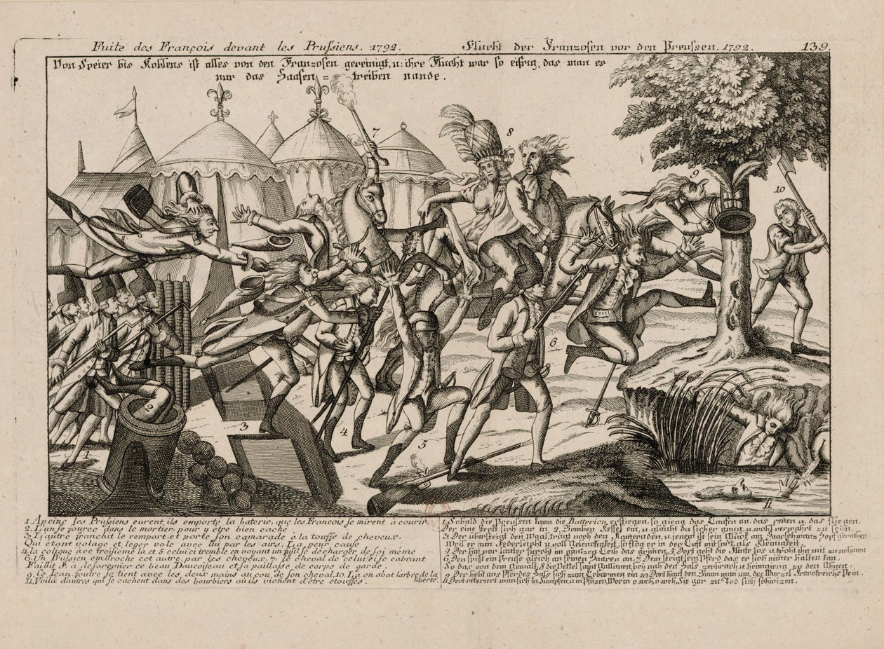 Den franske flugt fra preusserne i 1792, ca 1792. af Unbekannt