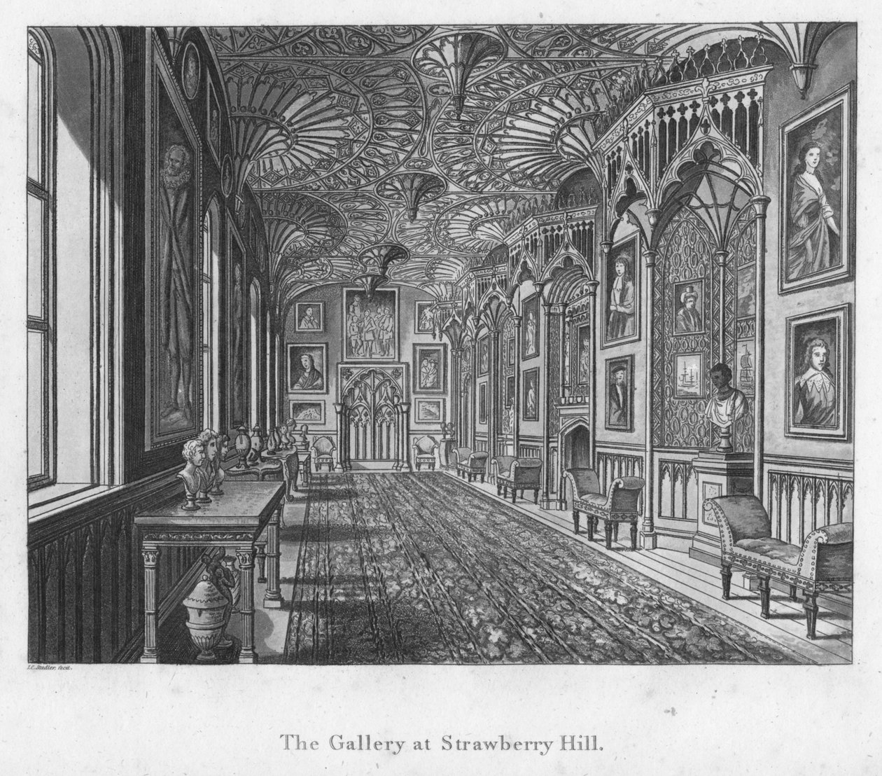 Galleriet ved Strawberry Hill, c1792. af Unbekannt