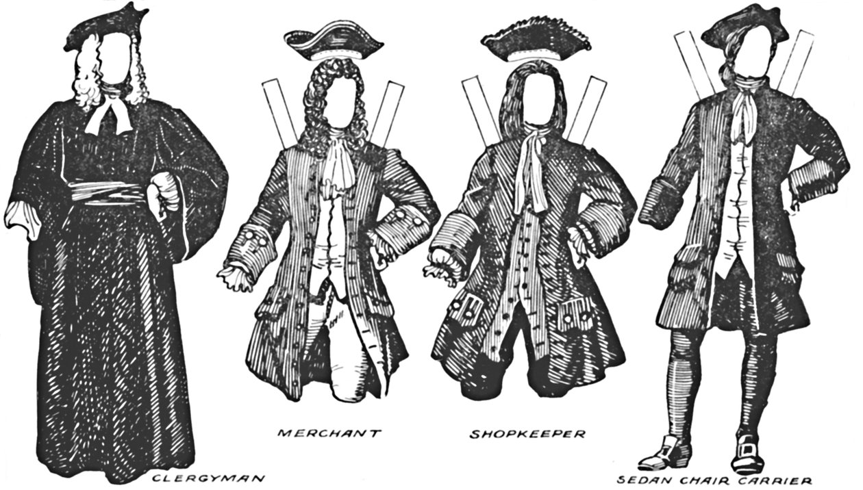 The Gallery of British Costume: Nogle af kjolerne båret i Annes Reign, c1934 af Unbekannt
