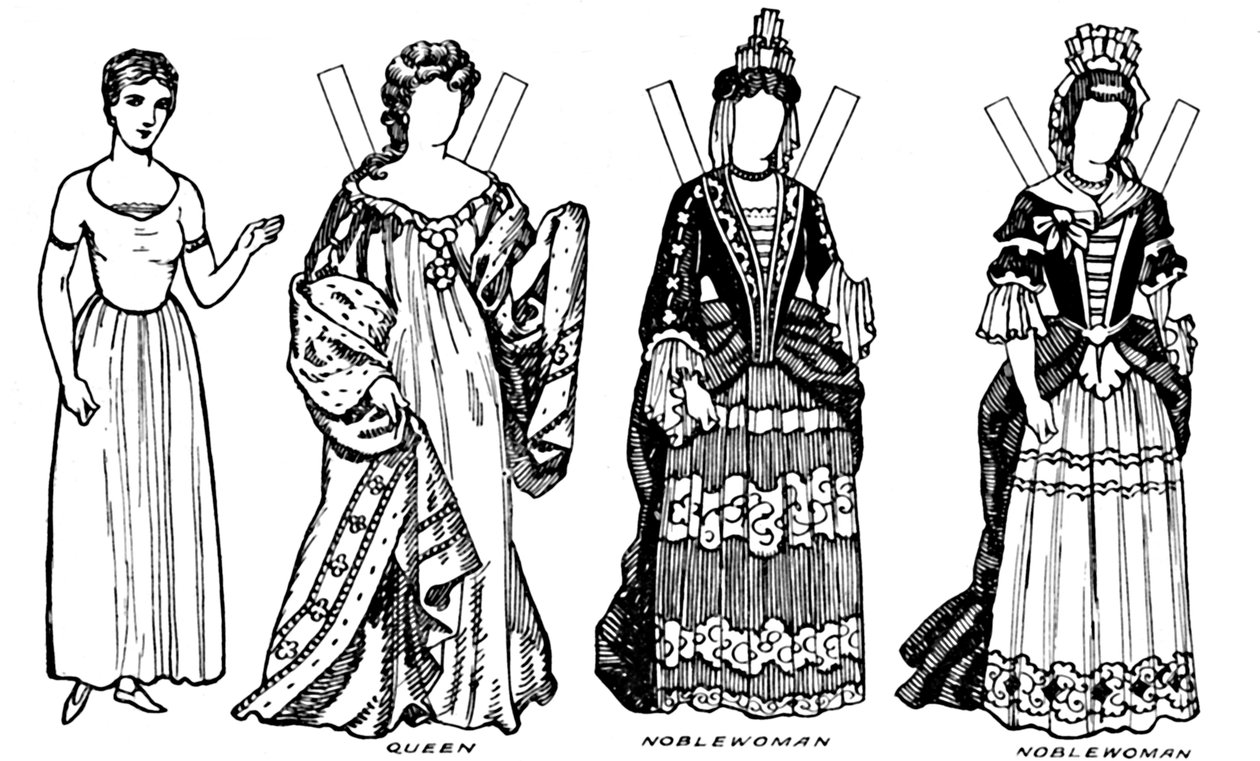 The Gallery of British Costume: Nogle af kjolerne båret i Annes Reign, c1934 af Unbekannt