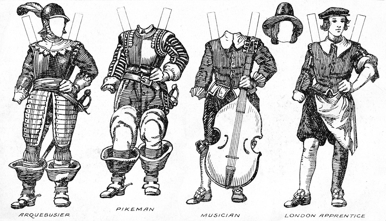 The Gallery of Historic Costume: Some Dresses of Cavaliers and Roundheads, c1934 af Unbekannt