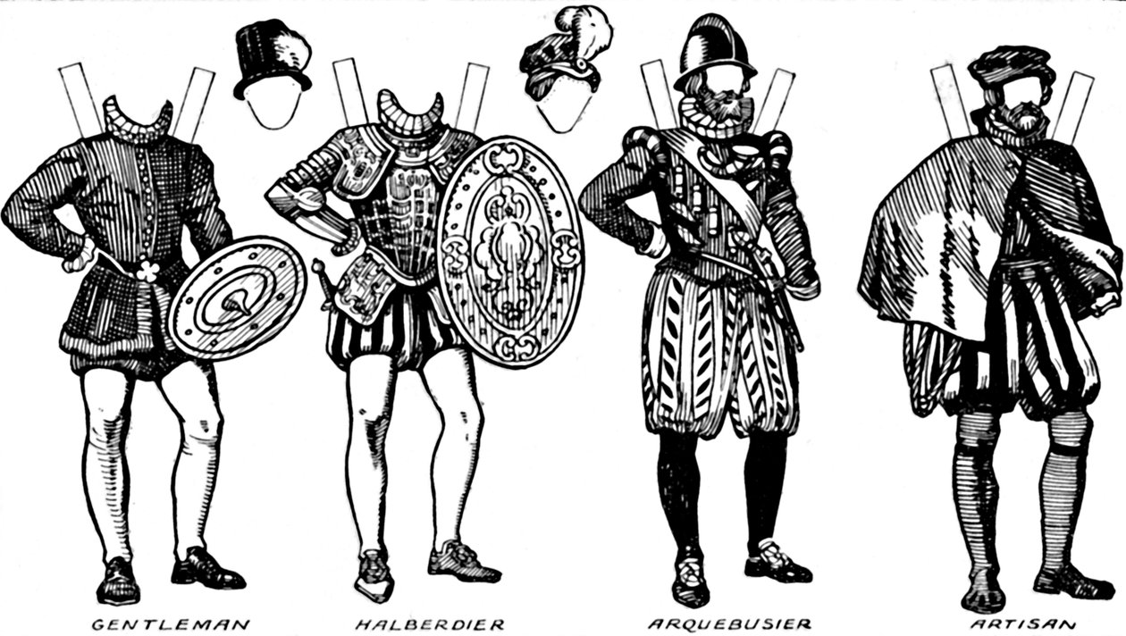 The Gallery of Historic Costume: Nogle af kjolerne båret i Elizabeths regeringstid, c1934 af Unbekannt